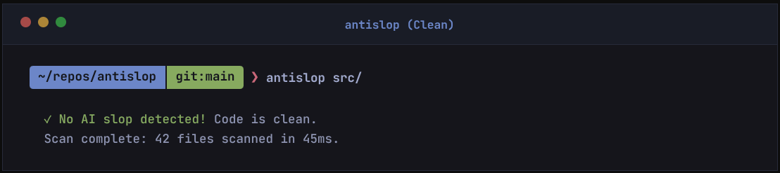 AntiSlop finding zero issues — actual completeness